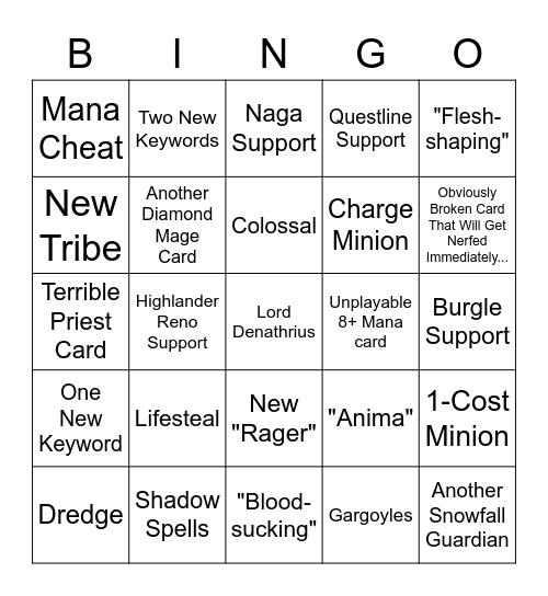 New Expansion Bingo Card