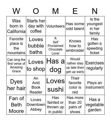 Bible Study Bingo Card