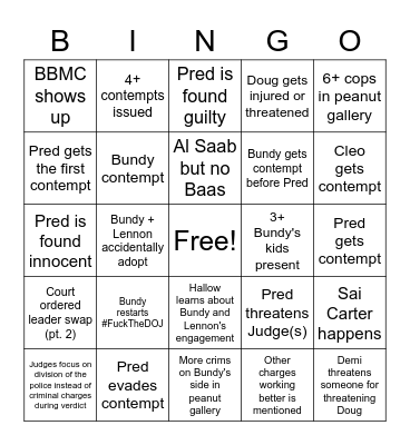 Pred Ocean Dump :) Bingo Card