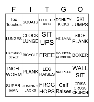 FITNESS BINGO Card