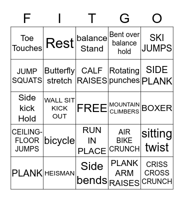 FITNESS BINGO Card