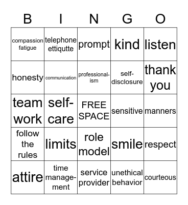 Boundaries/Etiquette  Bingo Card
