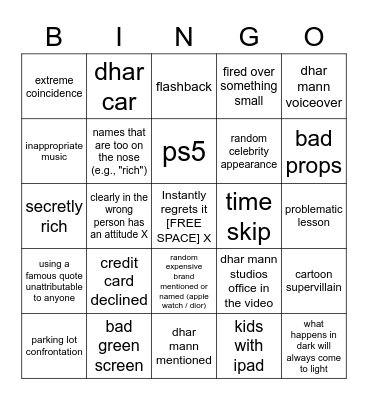 Dhar Mann Bingo v2 Bingo Card