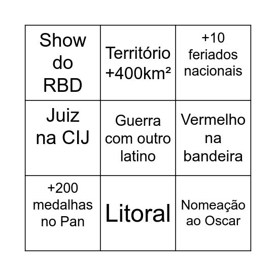 América Latina Bingo Card