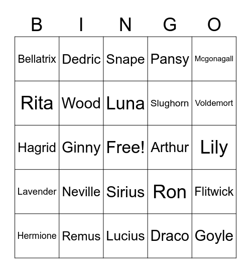 Slytherin queen 🍡 Bingo Card