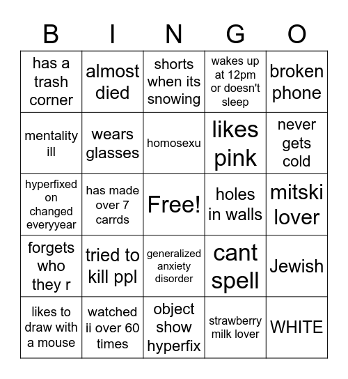 alex kinnie bingo Card
