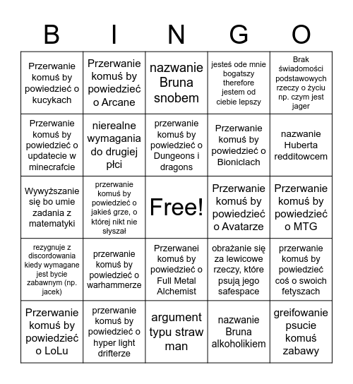 mikołaj mnie wkurwia copium Bingo Card