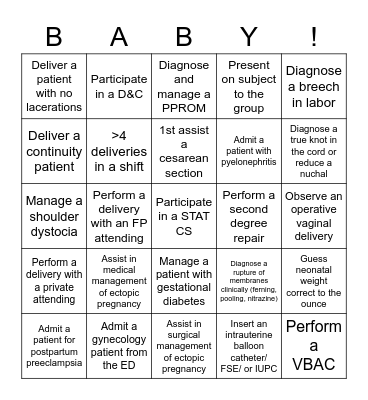 Intern Bingo Card