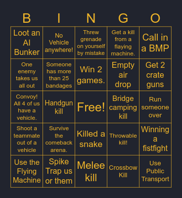 The Scott and Lucas Show VERY HARD PUBG Bingo Card Bingo Card