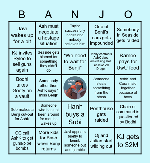 Benji MIA Bingo Card
