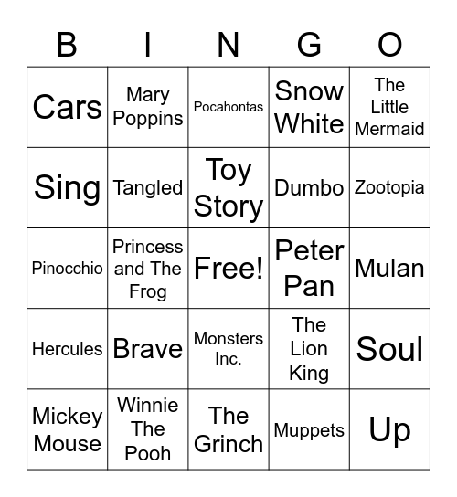 DISNEY BINGO Card