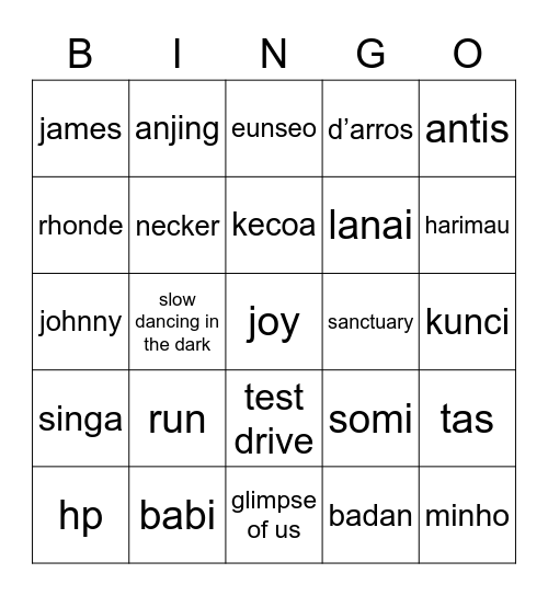 winter punya Bingo Card