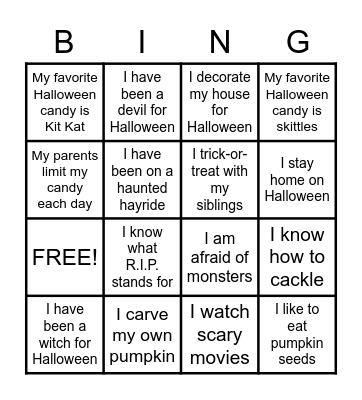 Spooky Halloween Bingo Card