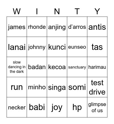 winter punya Bingo Card