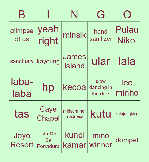 sminooKo Bingo Card
