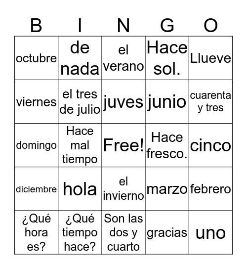 Leccion Preliminar Bingo Card