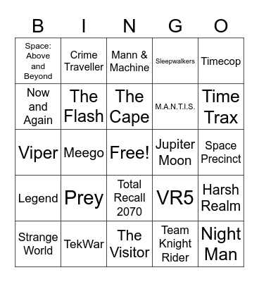 Forgotten Sci-Fi TV Shows of the 90s Bingo Card