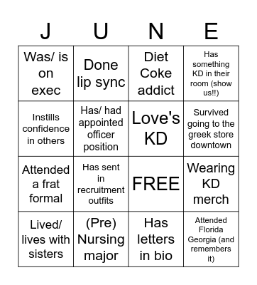 Eta Zeta Bingo Card