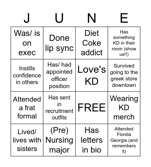 Eta Zeta Bingo Card