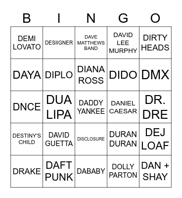 D Bingo Card