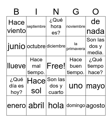 Leccion Preliminar Bingo Card