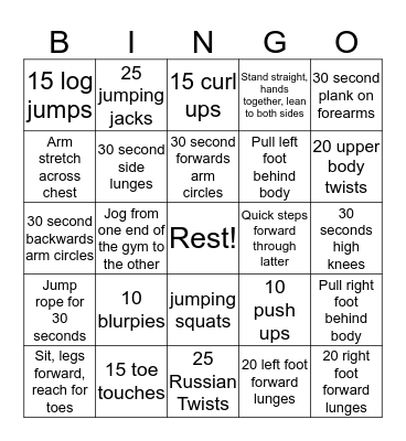 FITNESS BINGO Card