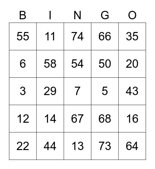 Cobalt Round 1 (Numbers) Bingo Card