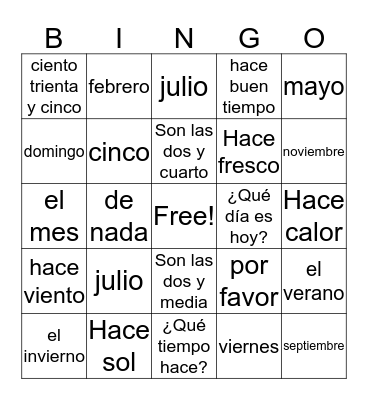 Leccion Preliminar Bingo Card