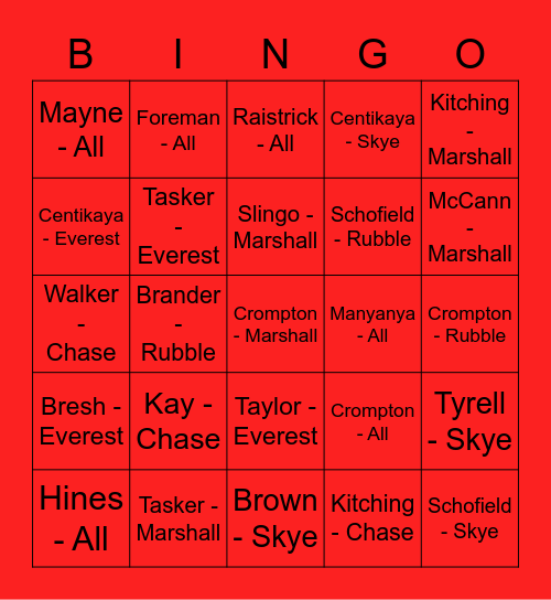 Mark - Boys Semi Finals Bingo Card