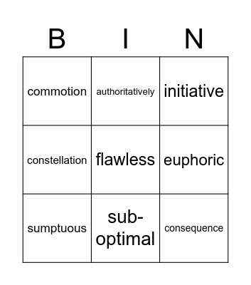 Week 4 Vocabulary Bingo Card