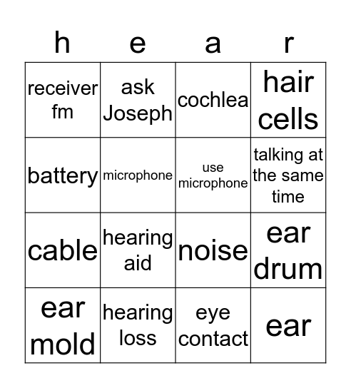 hearing aid bingo  Bingo Card