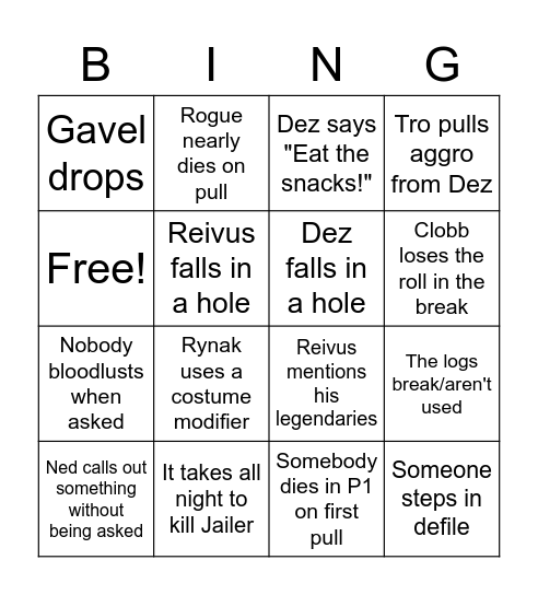 Snake Eyes Meme Bingo Card