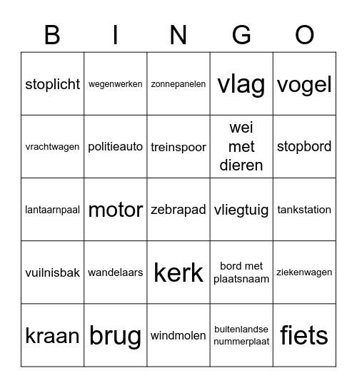 Bus Bingo Card