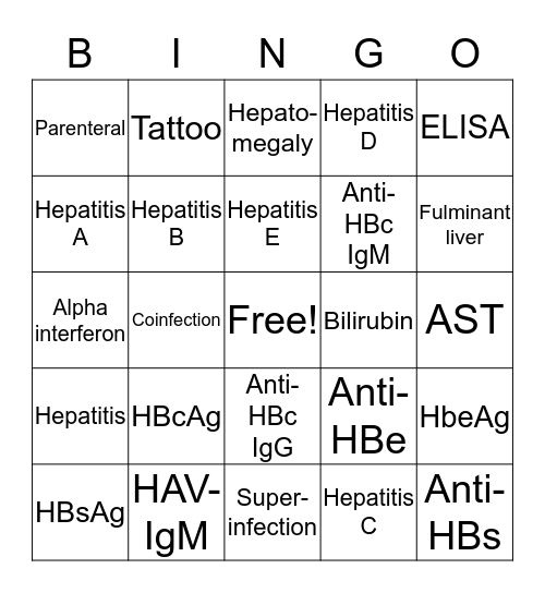 Hepatitis Bingo Card