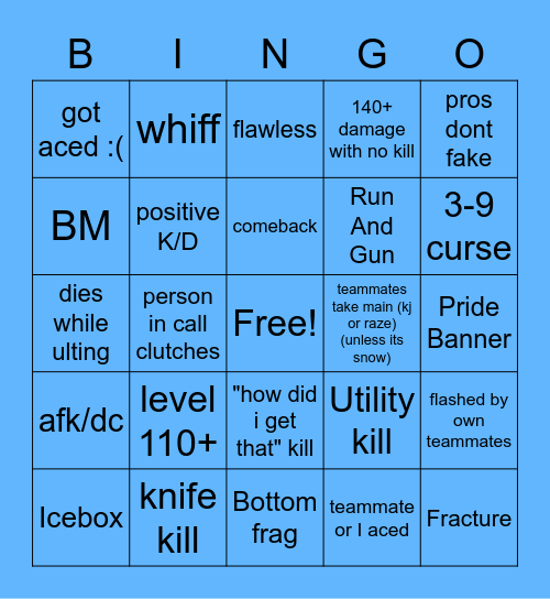 valorant Bingo Card