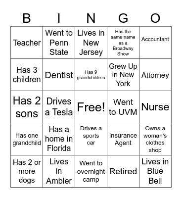 Get to Know You Bingo Card