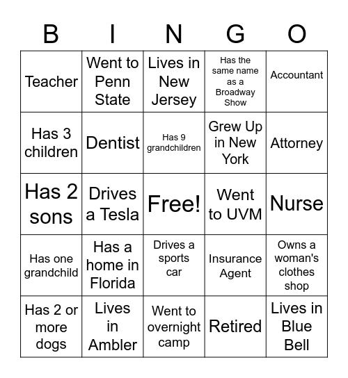 Get to Know You Bingo Card