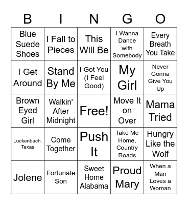 MUSICAL BINGO 2.0 Bingo Card
