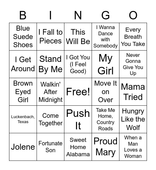 MUSICAL BINGO 2.0 Bingo Card