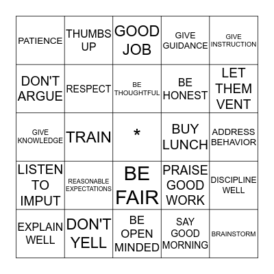 WORKING WELL WITH EMPLOYEES BINGO Card