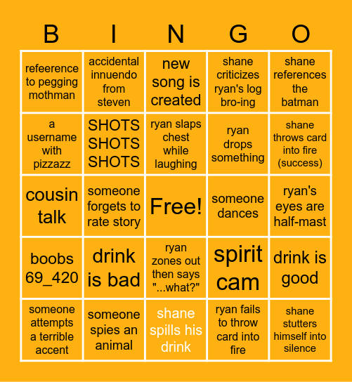 TOO MANY SPIRITS Bingo Card