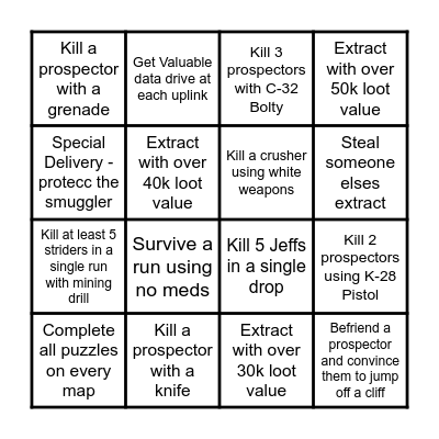 The Cycle - Bingo Game Bingo Card