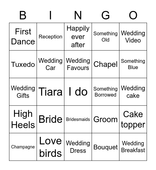 Hen Party Bingo Card