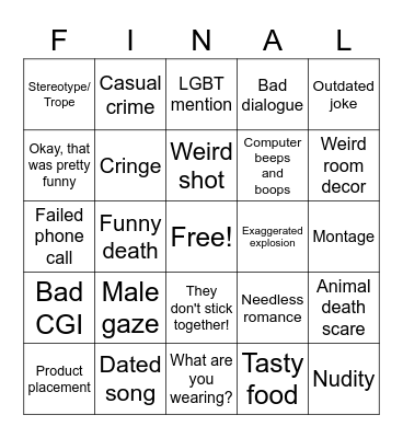 Final Destination 5 Bingo Card
