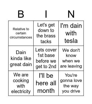 DAIN SAYINGS Bingo Card