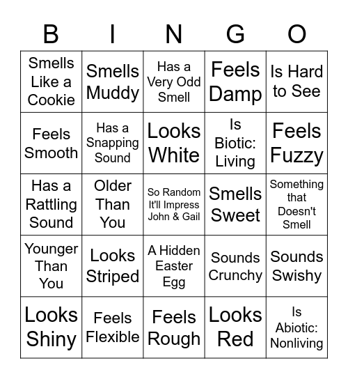 Scavenger Hunt Bingo: ____ Something That....... Bingo Card