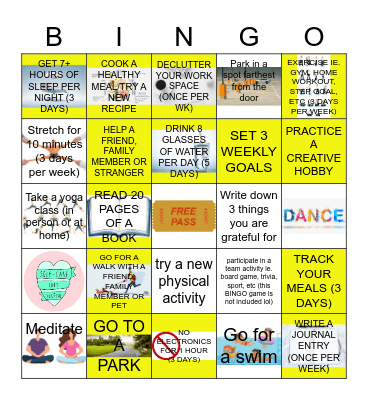 Fitness & Wellness Bingo Card