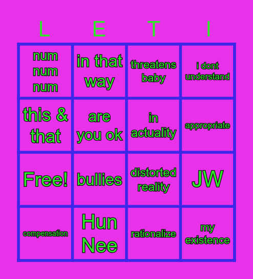 Leticia Bingo Card