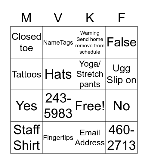 Bingo Card