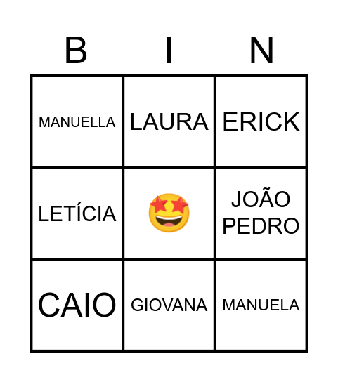 BINGO DE NOMES GREI 4A Bingo Card